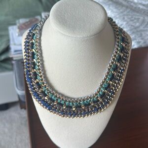 Elegant Gold and Blue Chain Necklace